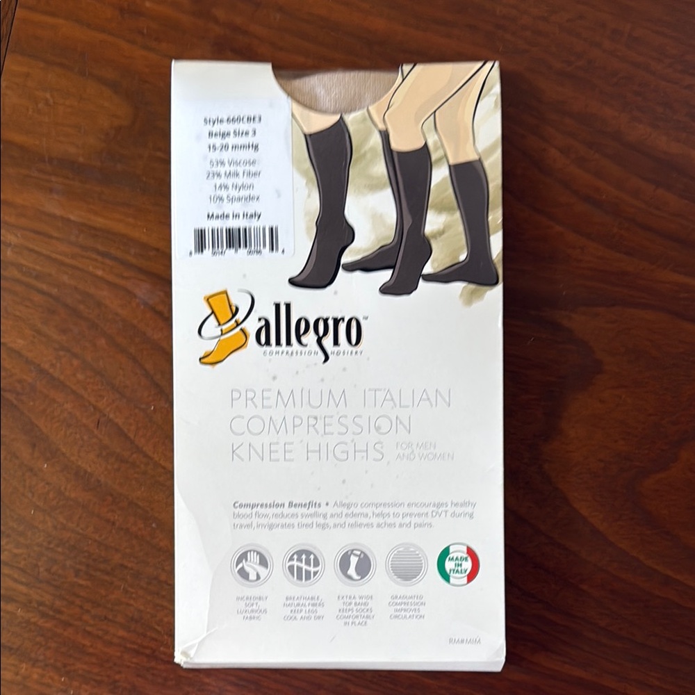 Tan Allegro Compression Knee Highs for Women
